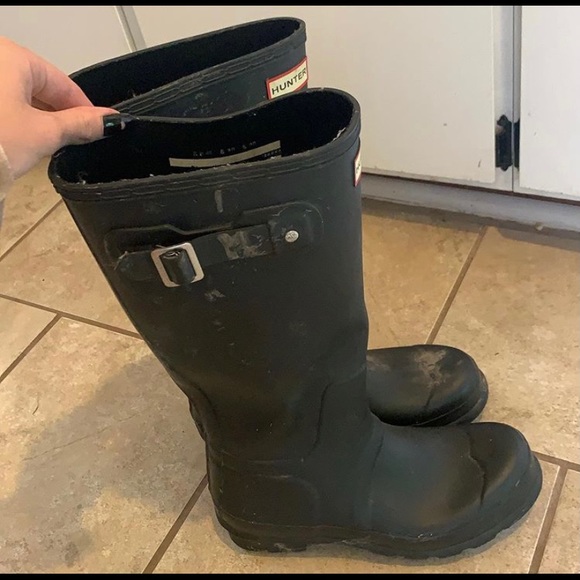 hunter boots black matte size 9